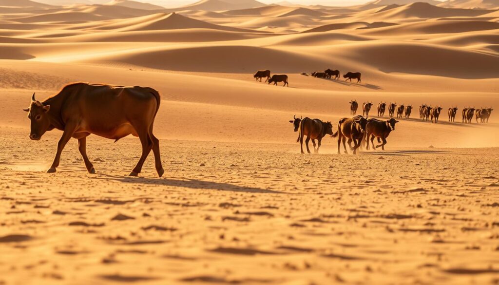 cow behavior in sand deserts study